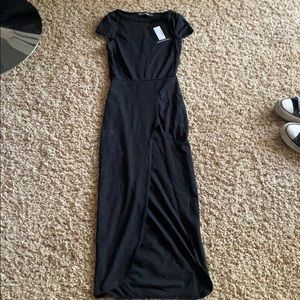 Pretty little thing black slit dress